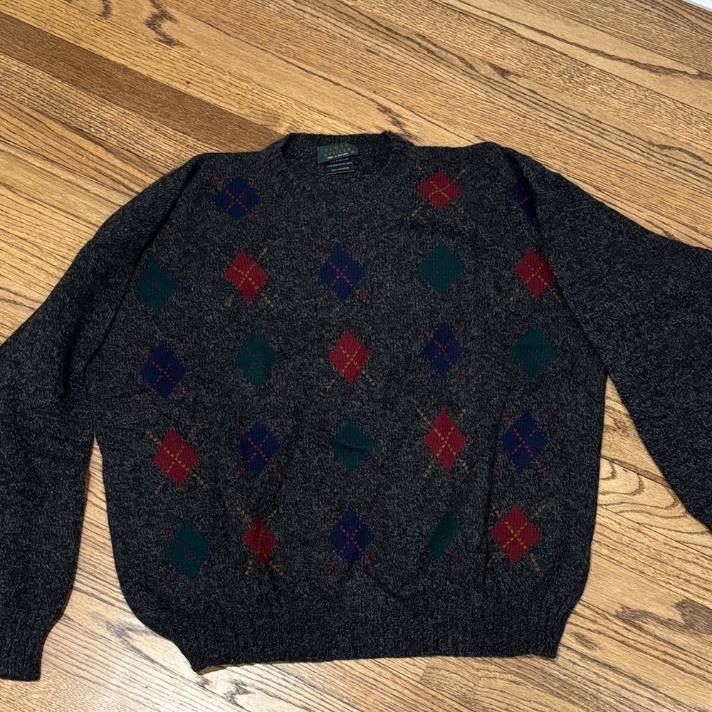 Scott Officer Men's Argyle Pattern Sweater - Cashmere XL